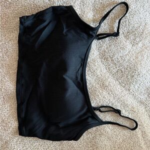 Aerie Black Ribbed Crop bathing suit Top